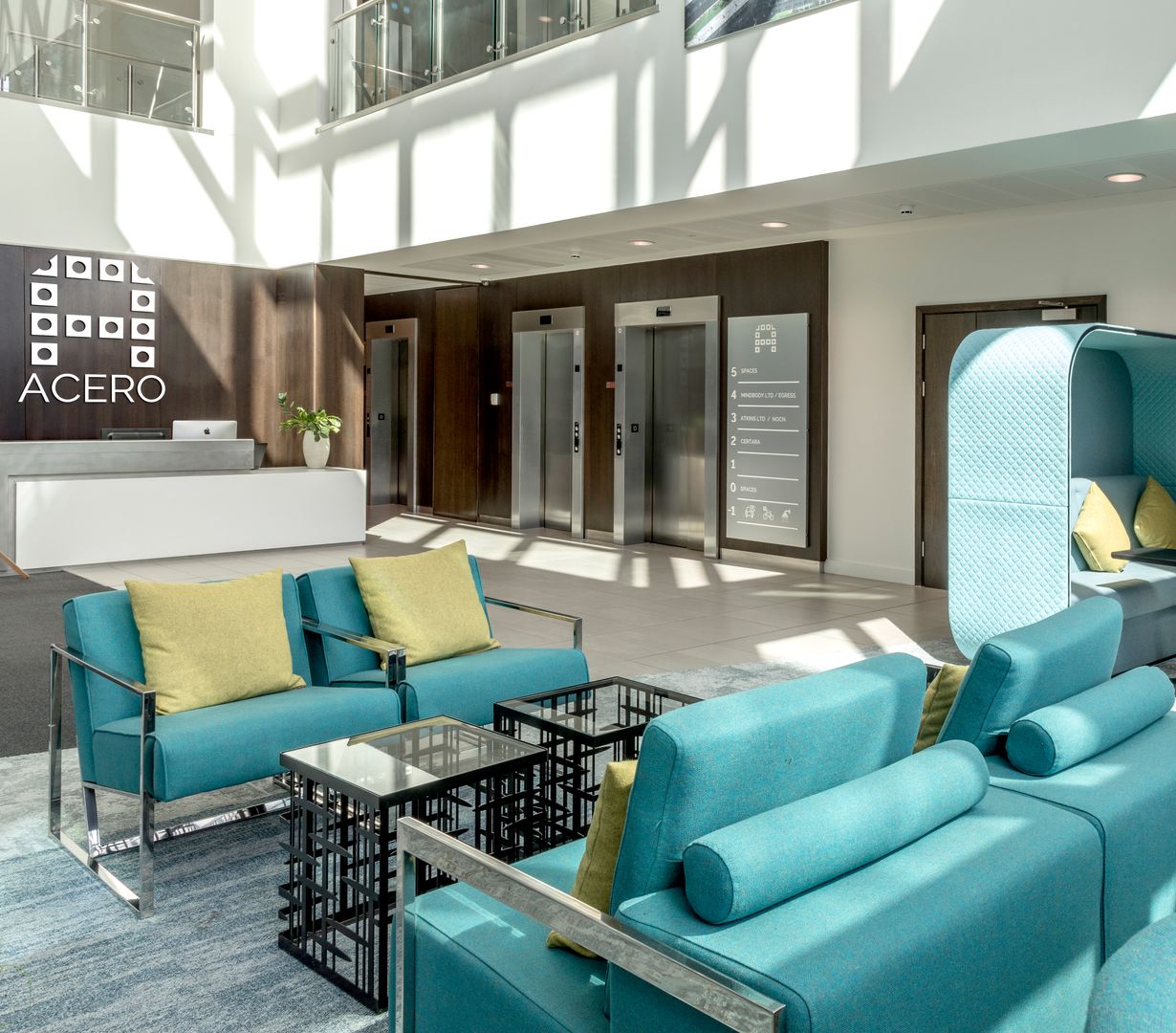 Image of seating and pod seating within reception