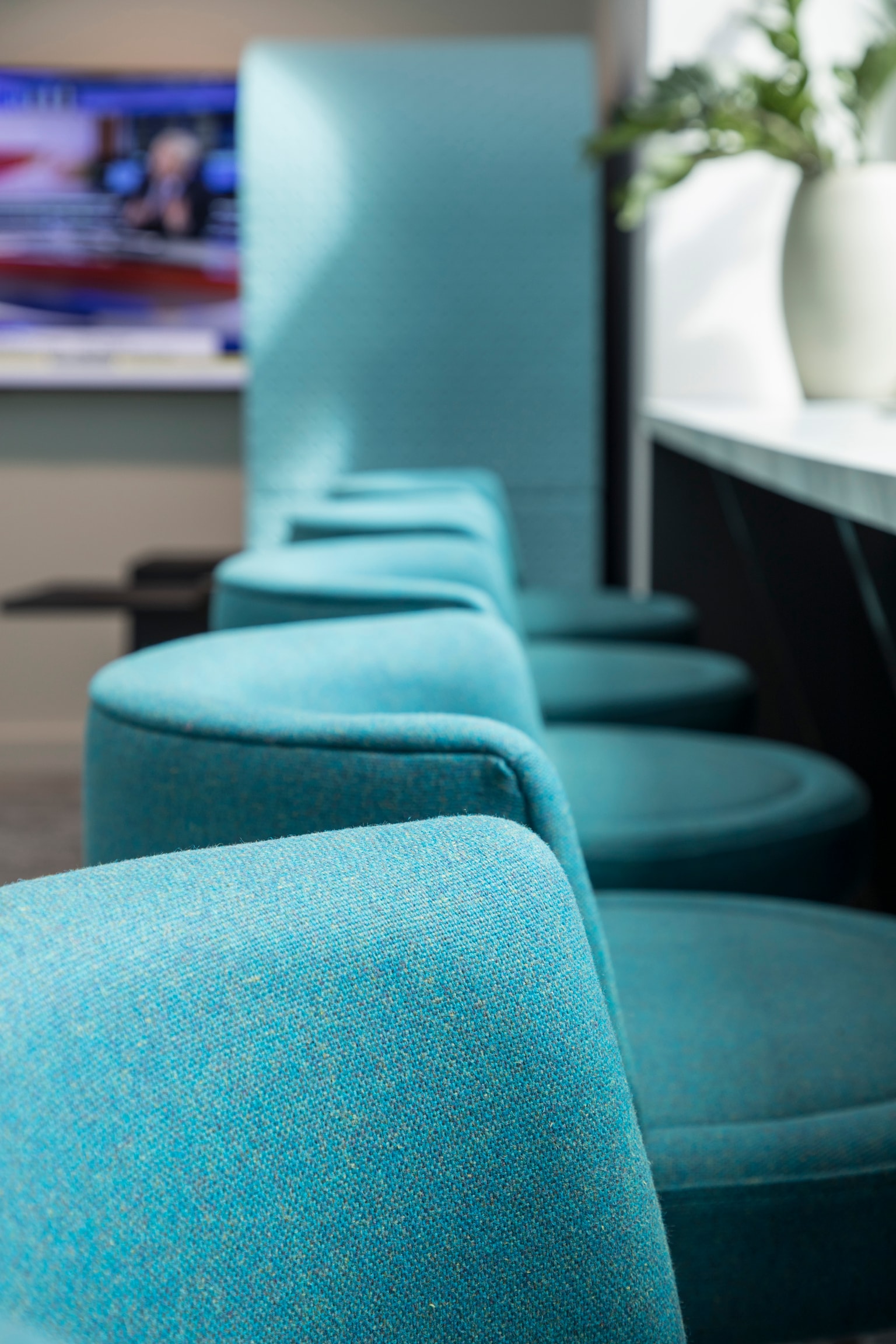 Close up image of high seating fabric