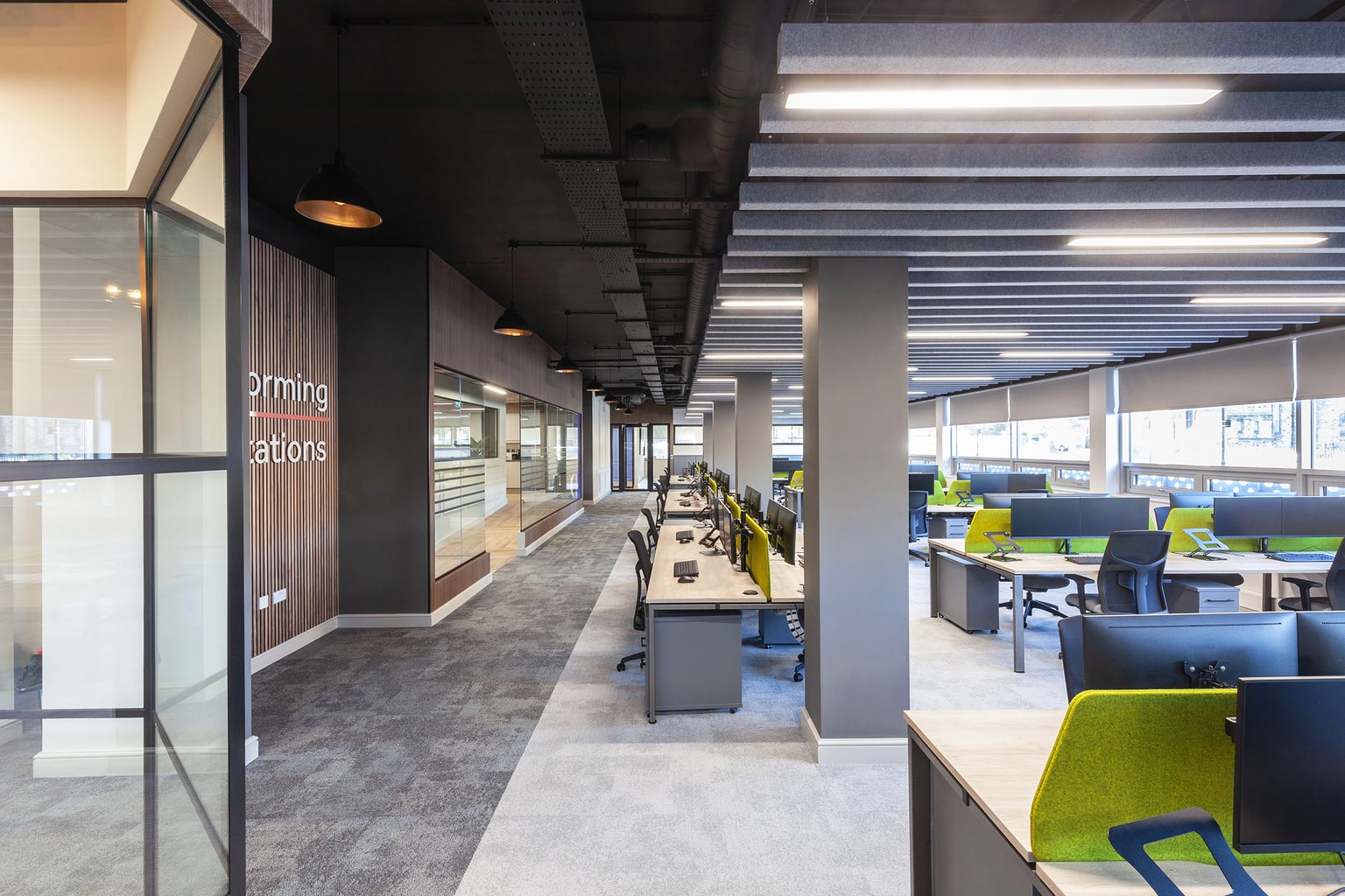 Image of office space and open plan desk seating