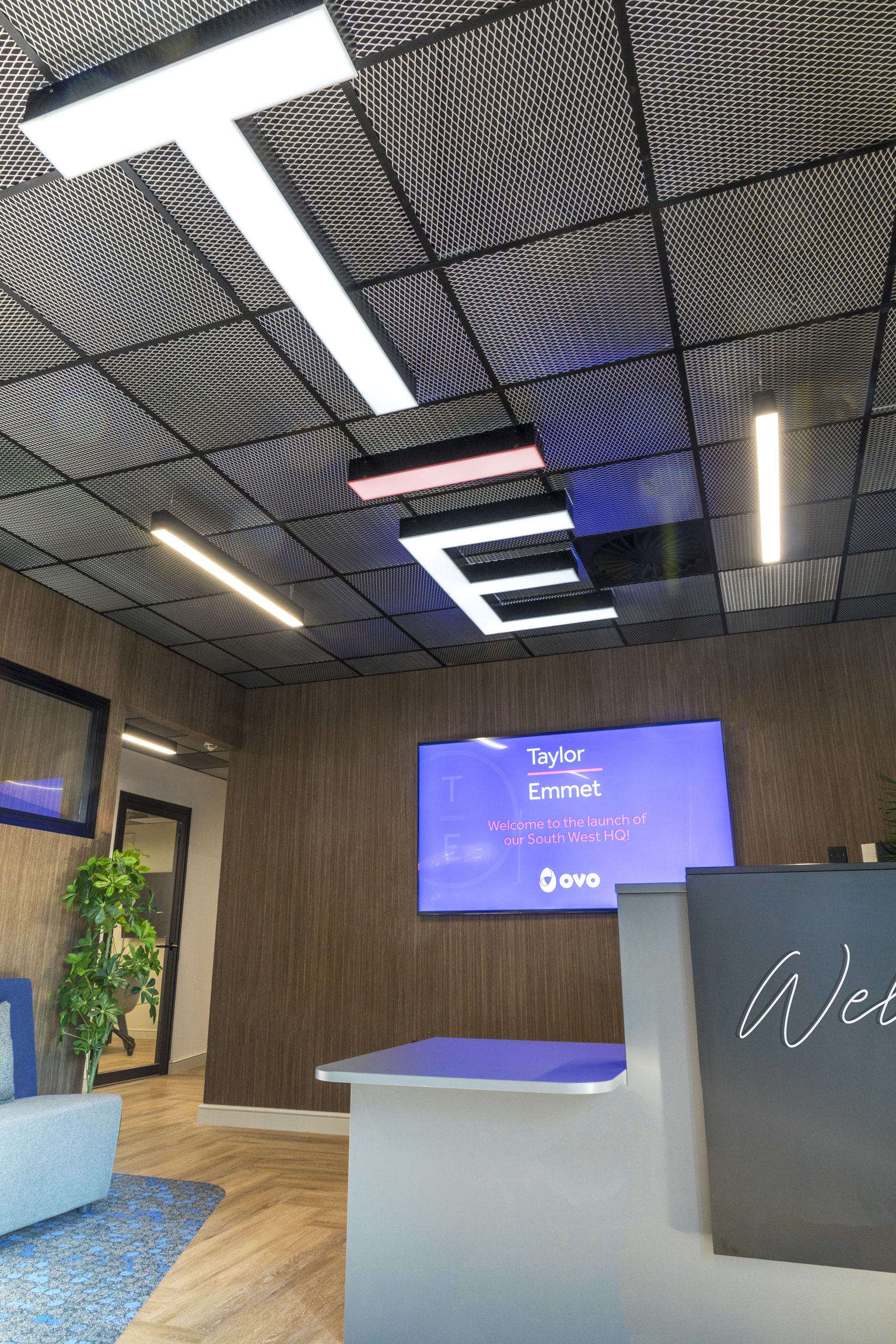 Image of reception TV and Signage